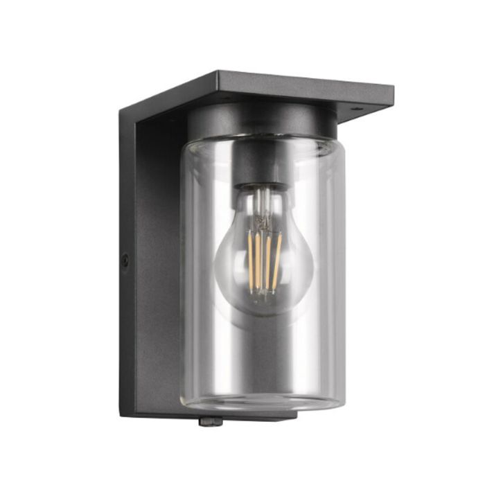 Black outdoor wall light with dusk to dawn sensor modern, Yves, IP44