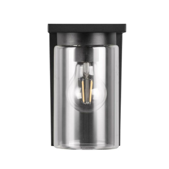 Black outdoor wall light with dusk to dawn sensor modern, Yves, IP44