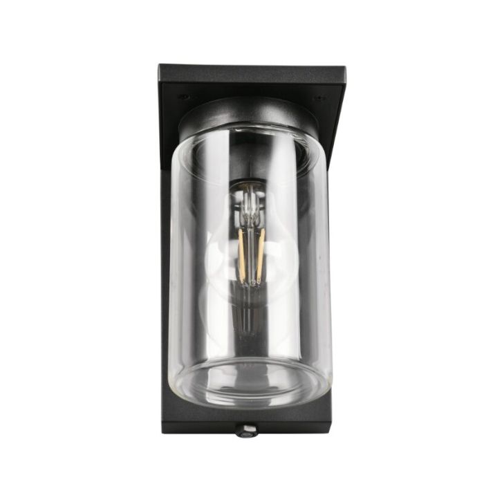 Black outdoor wall light with dusk to dawn sensor modern, Yves, IP44