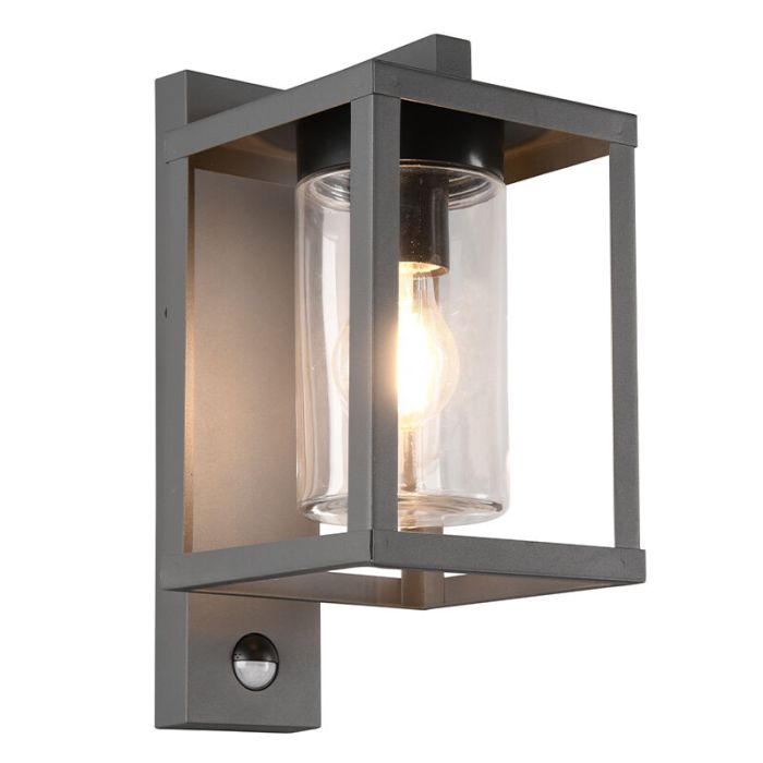 Anthracite outdoor wall light with motion sensor modern, Reini, IP44