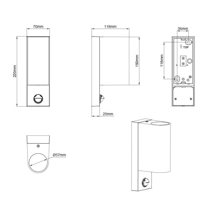 Anthracite outdoor wall light with motion sensor modern, Laurien, IP44