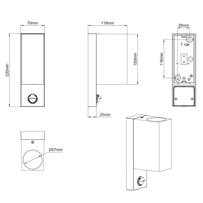 Anthracite outdoor wall light with motion sensor modern, Laurien, IP44