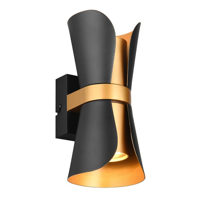 Black wall light design, Suad, with switch