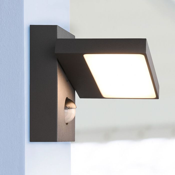 Anthracite outdoor wall light with motion sensor modern, Tabita, 8W, 3000K LED, IP54