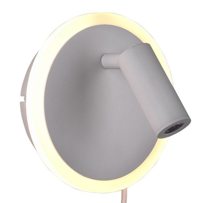 White wall light modern, Sirias, 5W, 3000K LED, with switch