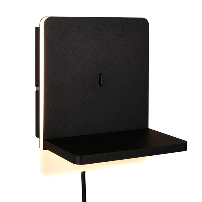 Black wall light modern, Margje, 9W, 3000K LED, with switch