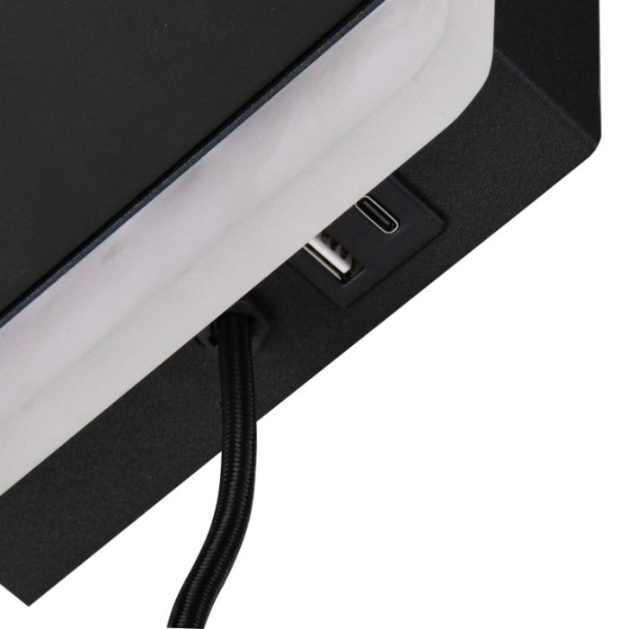 Black wall light modern, Margje, 9W, 3000K LED, with switch