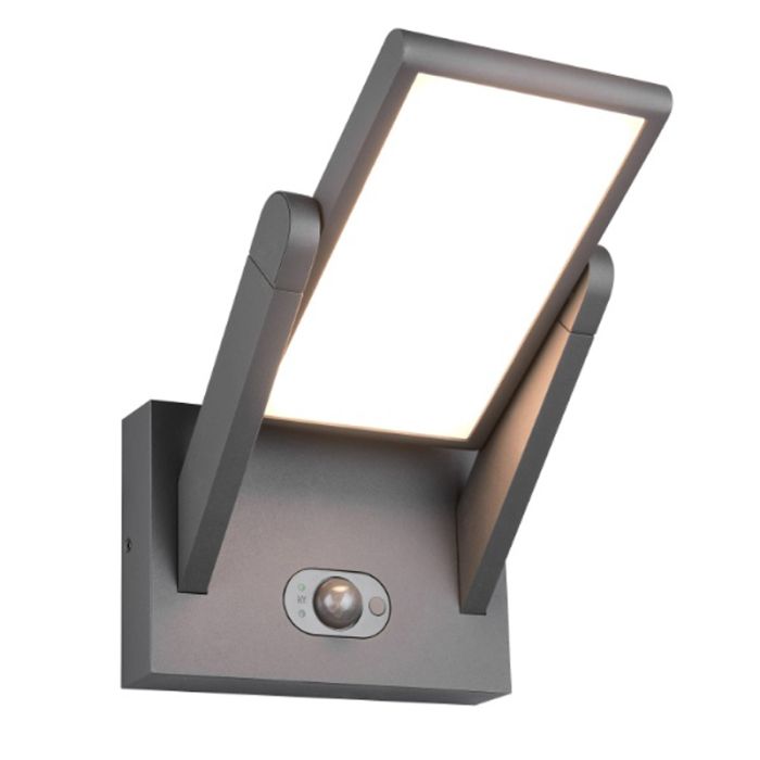 Anthracite solar outdoor wall light modern, Maku, 5W, white switch LED, IP65