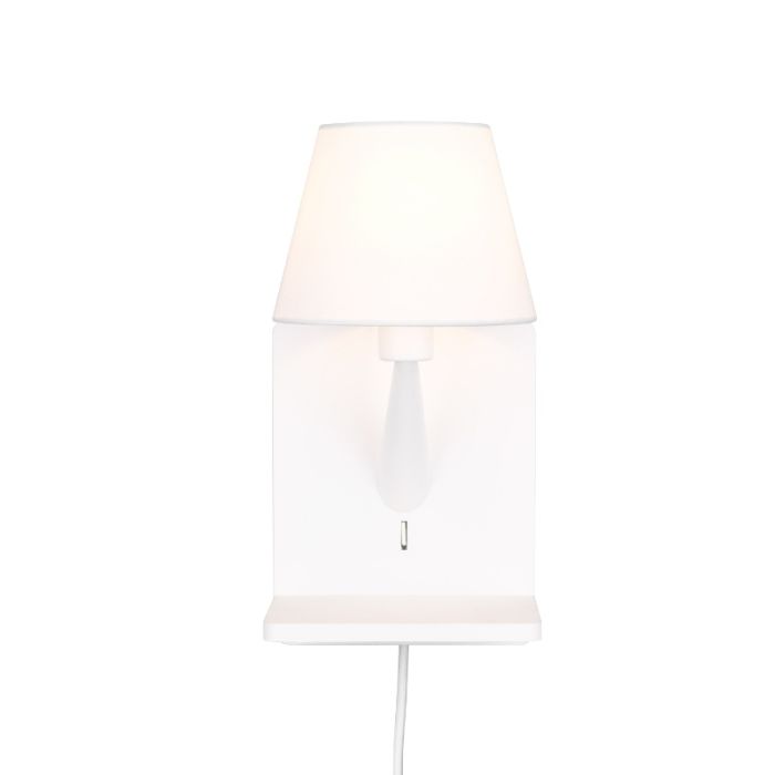White wall light fabric, Tahir, with switch