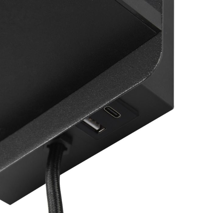 Black wall light fabric, Tahir, with switch