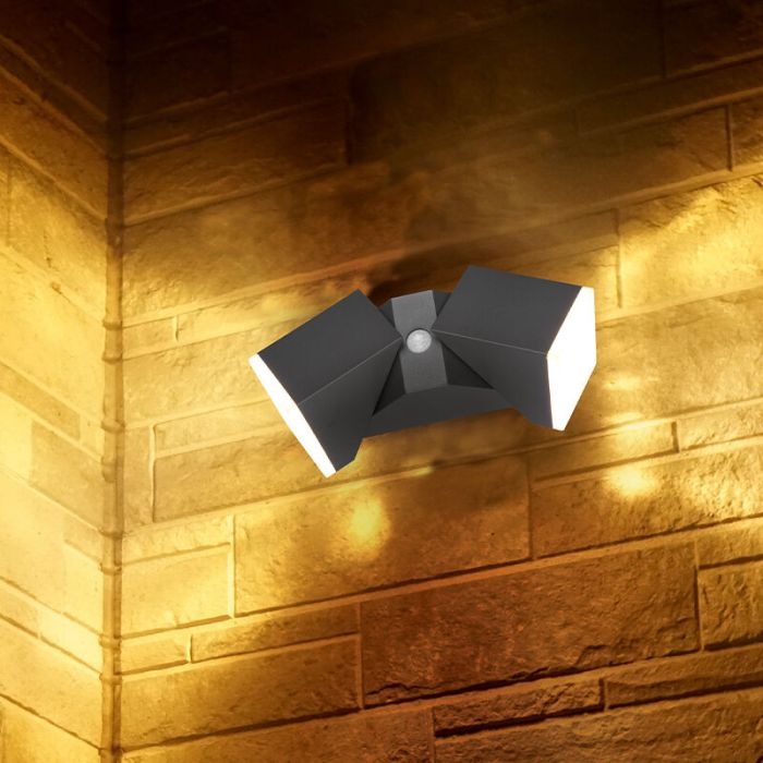 Anthracite outdoor wall light with motion sensor modern, Liron, 7W, 3000K LED, IP54