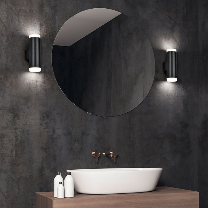 Black bathroom wall light modern, Spjald, 4W, 3000K LED, IP44