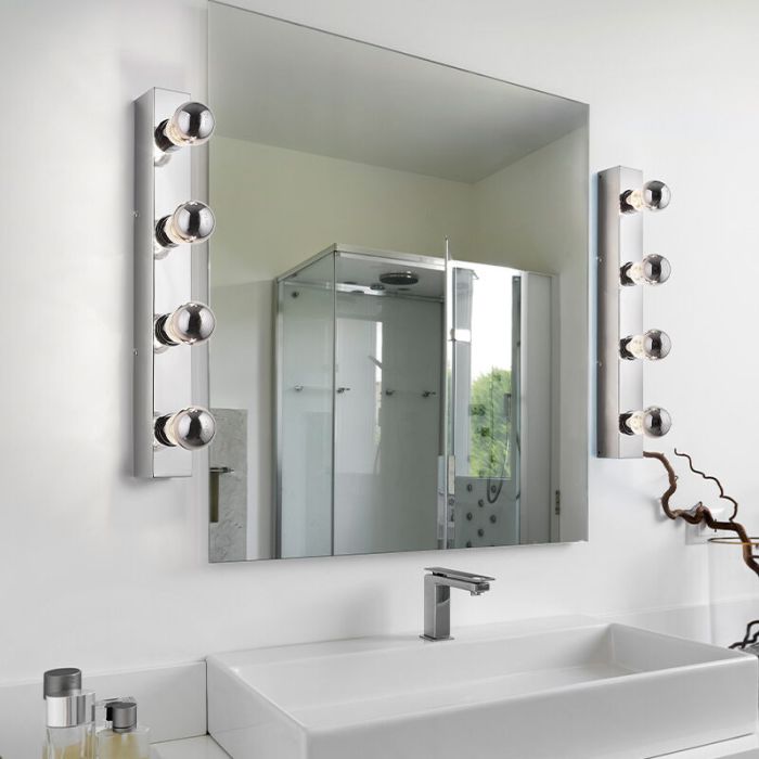Chrome bathroom wall light modern, Rinaldo, IP44