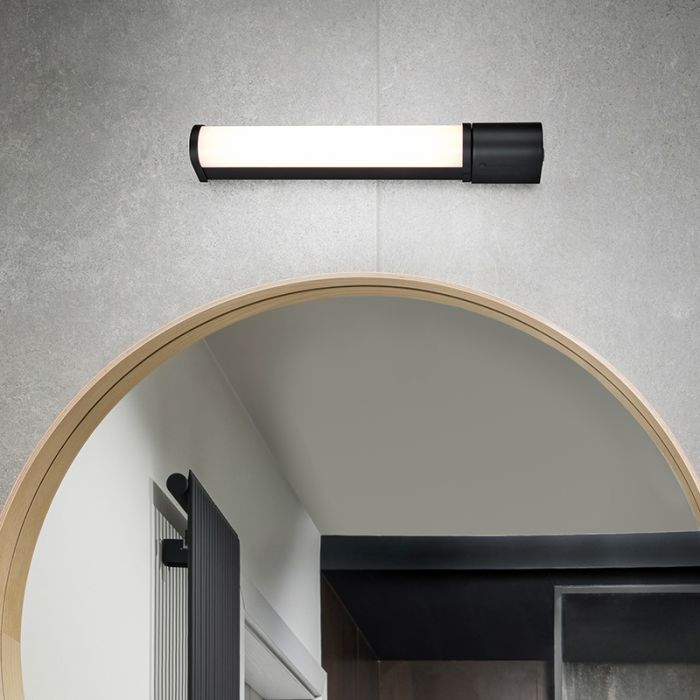 Black bathroom wall light modern, Bernou, 8W, 3000K LED, IP44