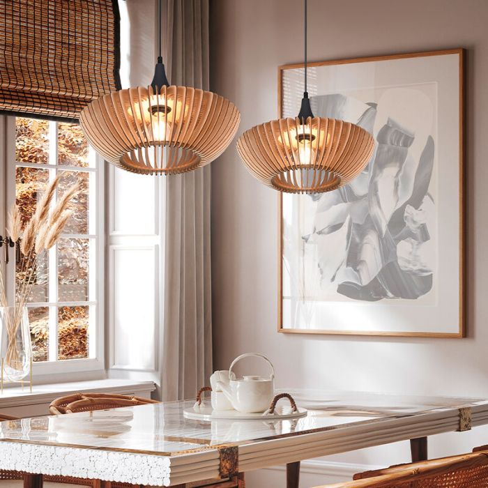 Wood pendant light brown, Mirjan