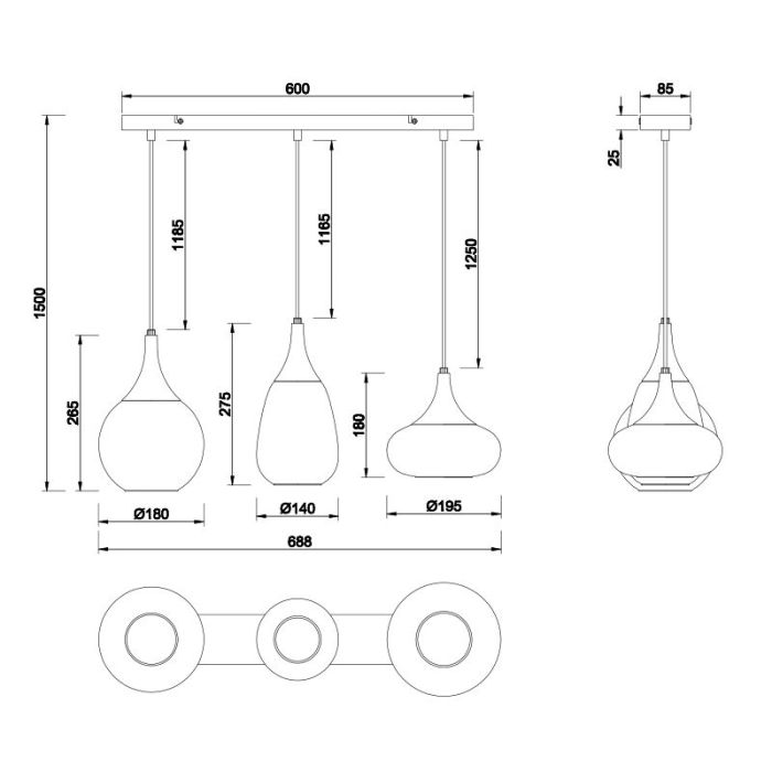 Black pendant light design, Sybren
