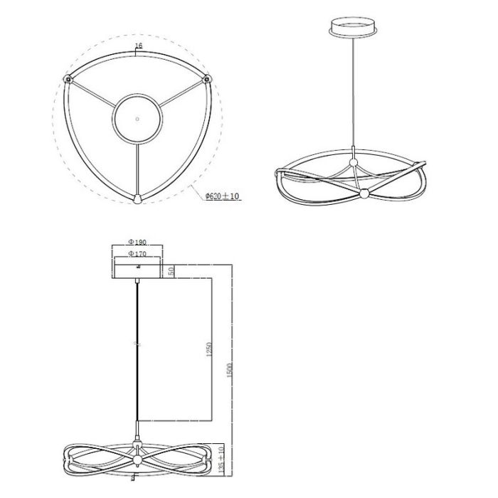 Nickel pendant light modern, Remy, 42W, 3000K LED