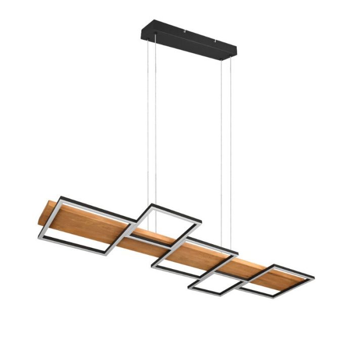 Wood pendant light brown, Justian, 42W, 3000K LED, 3-step dimmable