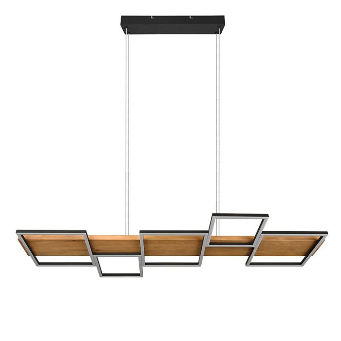 Wood pendant light brown, Justian, 42W, 3000K LED, 3-step dimmable