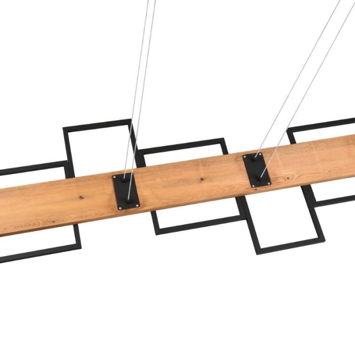 Wood pendant light brown, Justian, 42W, 3000K LED, 3-step dimmable