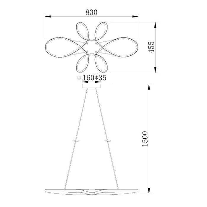Black dining table hanging lamp design, Vikash, 32W, 3000K LED, 3-step dimmable