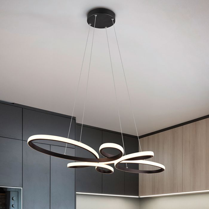 Black dining table hanging lamp design, Vikash, 32W, 3000K LED, 3-step dimmable