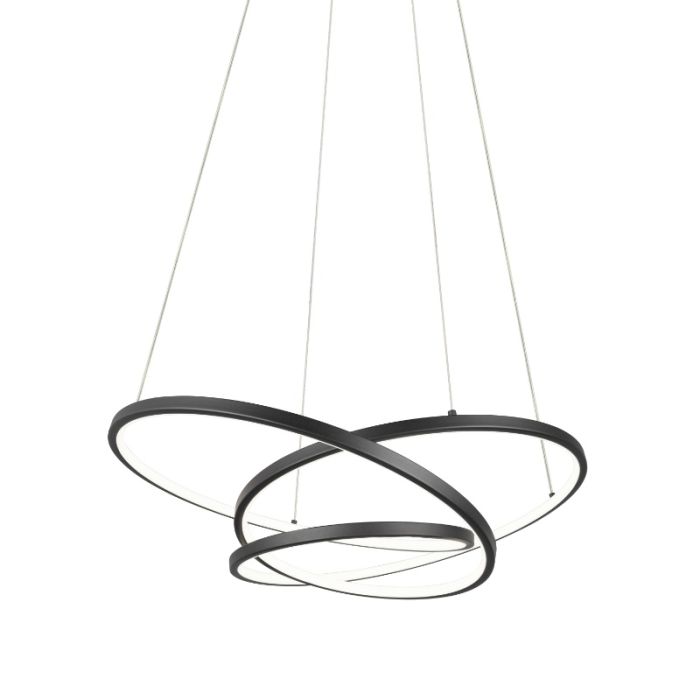 Black pendant light design, Teodore, 34W, white switch LED, 3-step dimmable