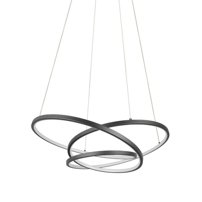 Black pendant light design, Teodore, 34W, white switch LED, 3-step dimmable