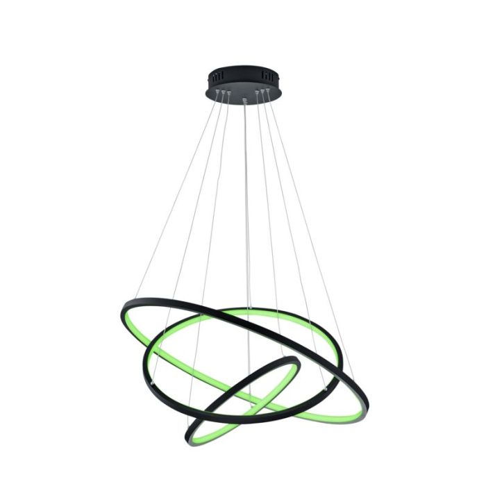 Anthracite pendant light modern, Harold, 80W, RGBW LED, with remote control