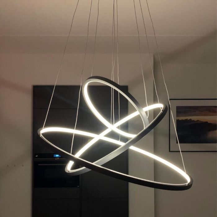 Anthracite pendant light modern, Harold, 80W, RGBW LED, with remote control
