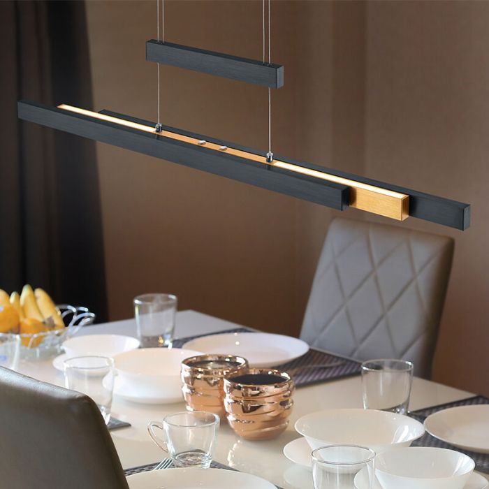 Black dining table hanging lamp modern, Jessey, 45W, warm to cold white adjustable LED