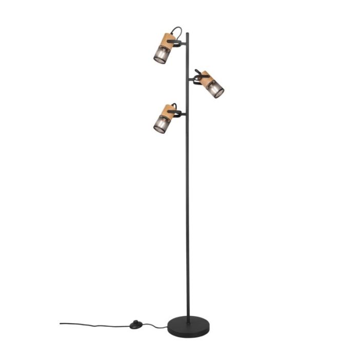 Black floor lamp vintage, Jessica, with switch