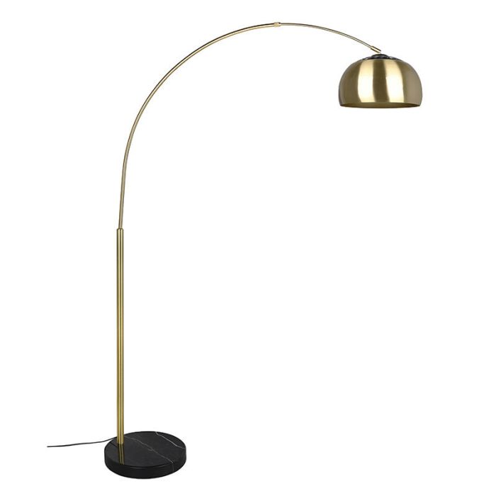 Brass arc floor lamp modern, Myrthe, with switch