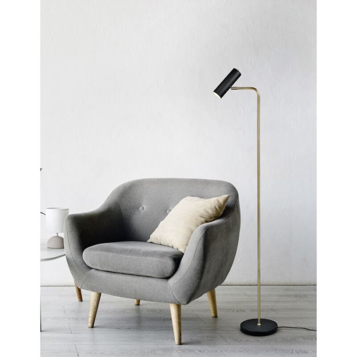 Brass floor lamp modern, Kaso, with switch