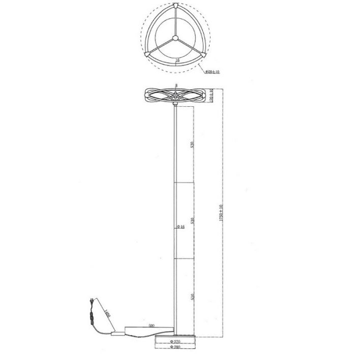 Brass floor lamp modern, Remy, 31W, 3000K LED, with switch