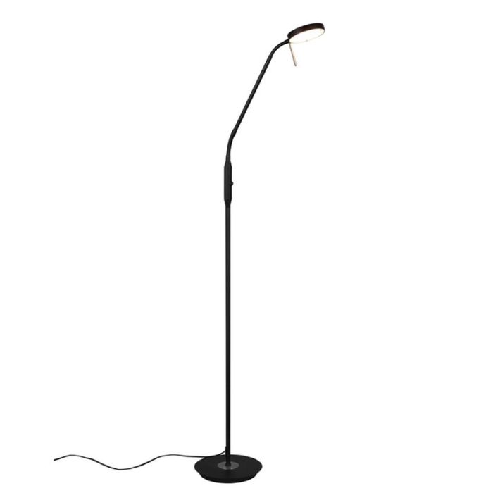 Black reading floor lamp modern, Bilge, 12W, warm to cold white adjustable LED, with touch dimmer