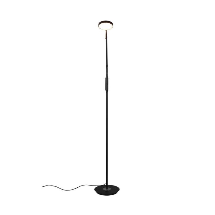 Black reading floor lamp modern, Bilge, 12W, warm to cold white adjustable LED, with touch dimmer