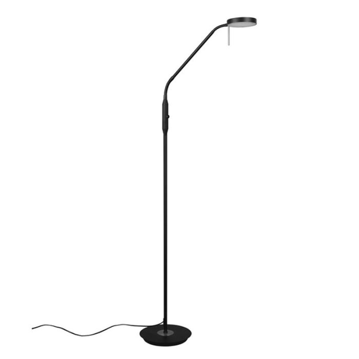 Black reading floor lamp modern, Bilge, 12W, warm to cold white adjustable LED, with touch dimmer