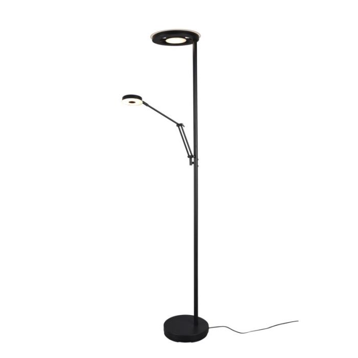 Black reading floor lamp modern, Yazid, 32W, adjustable light colour LED, with touch dimmer