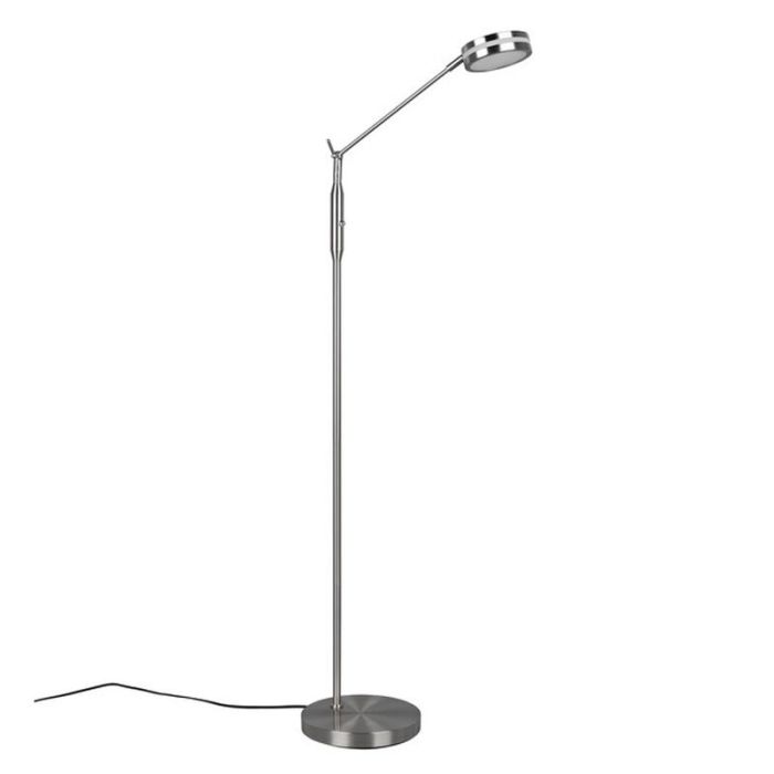 Nickel reading floor lamp modern, Marjon, 6W, warm to cold white adjustable LED, with touch dimmer