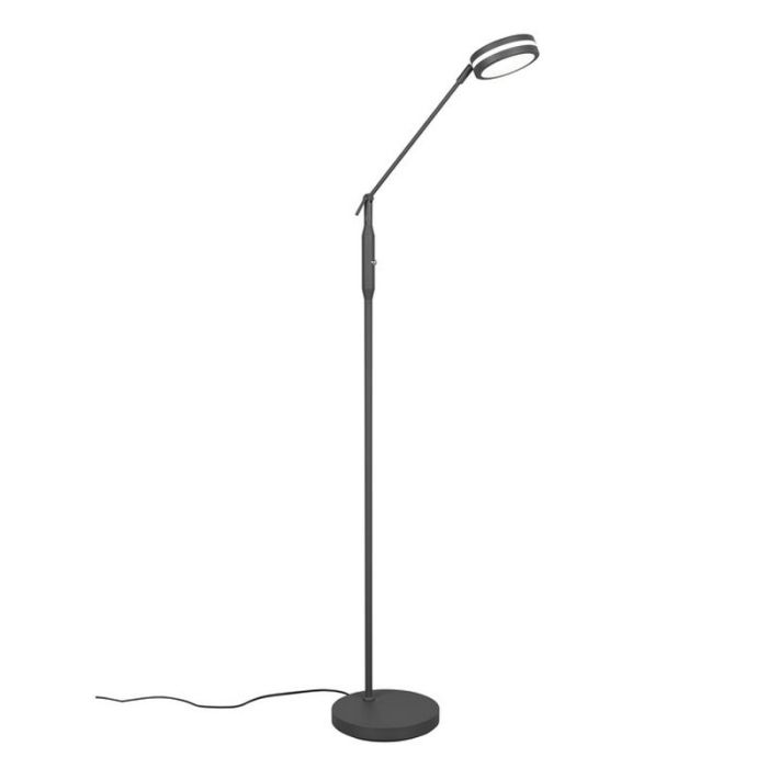 Anthracite reading floor lamp modern, Marjon, 6W, warm to cold white adjustable LED, with touch dimmer