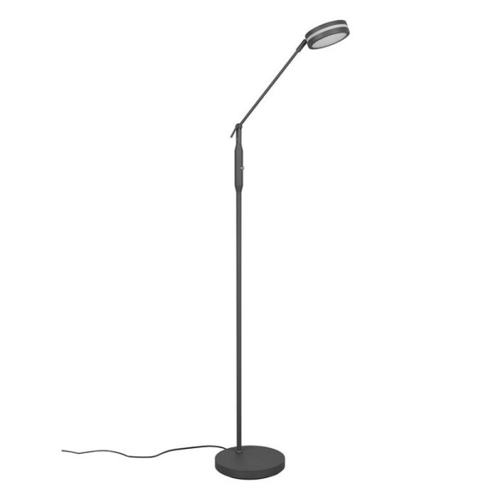Anthracite reading floor lamp modern, Marjon, 6W, warm to cold white adjustable LED, with touch dimmer