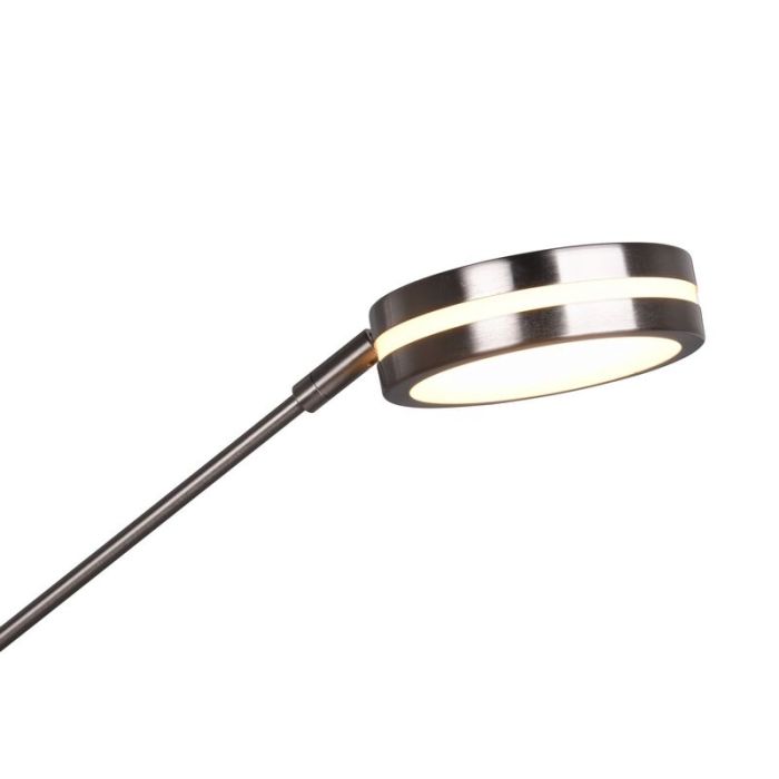 Nickel reading floor lamp modern, Marjon, 35W, warm to cold white adjustable LED, with touch dimmer