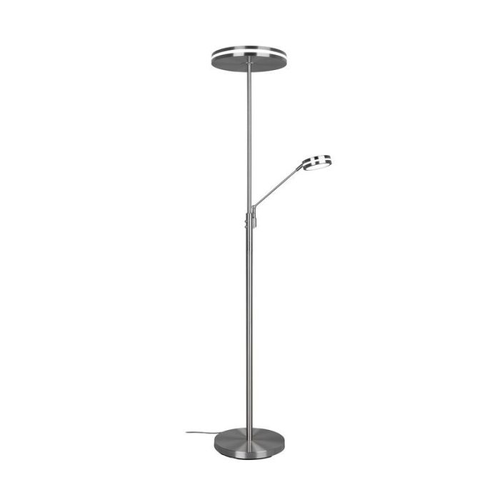 Nickel reading floor lamp modern, Marjon, 35W, warm to cold white adjustable LED, with touch dimmer