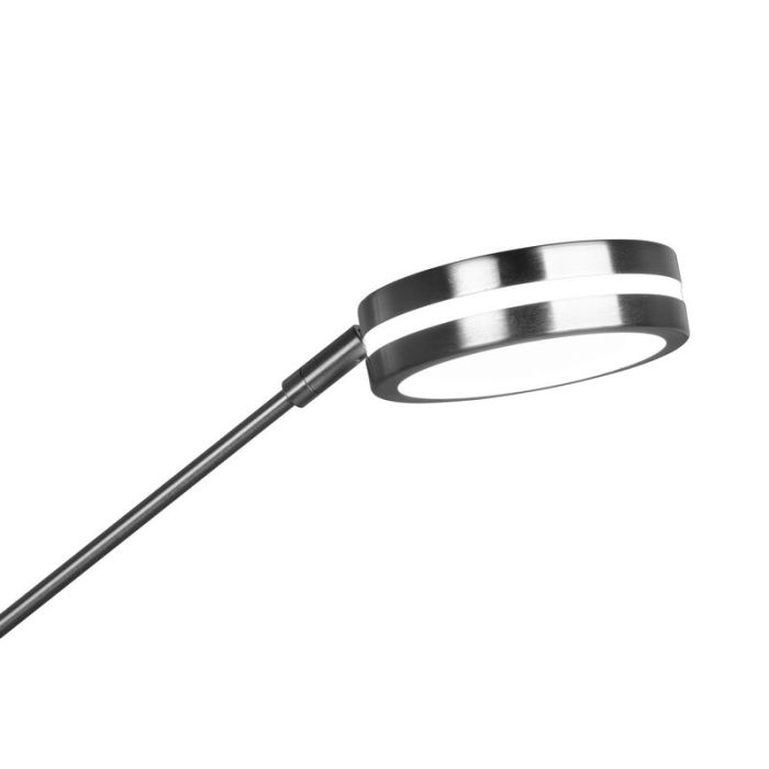 Nickel reading floor lamp modern, Marjon, 35W, warm to cold white adjustable LED, with touch dimmer