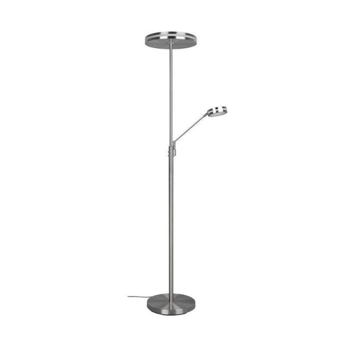 Nickel reading floor lamp modern, Marjon, 35W, warm to cold white adjustable LED, with touch dimmer