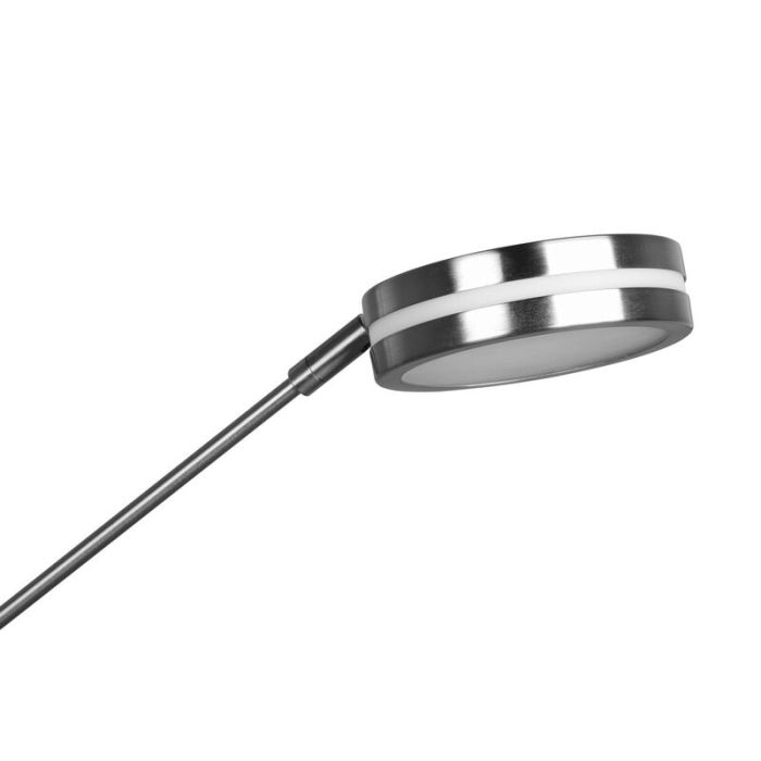Nickel reading floor lamp modern, Marjon, 35W, warm to cold white adjustable LED, with touch dimmer