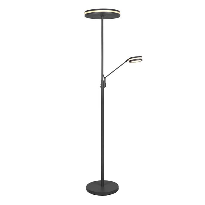 Anthracite reading floor lamp modern, Marjon, 35W, warm to cold white adjustable LED, with touch dimmer