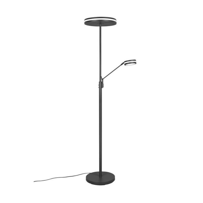 Anthracite reading floor lamp modern, Marjon, 35W, warm to cold white adjustable LED, with touch dimmer