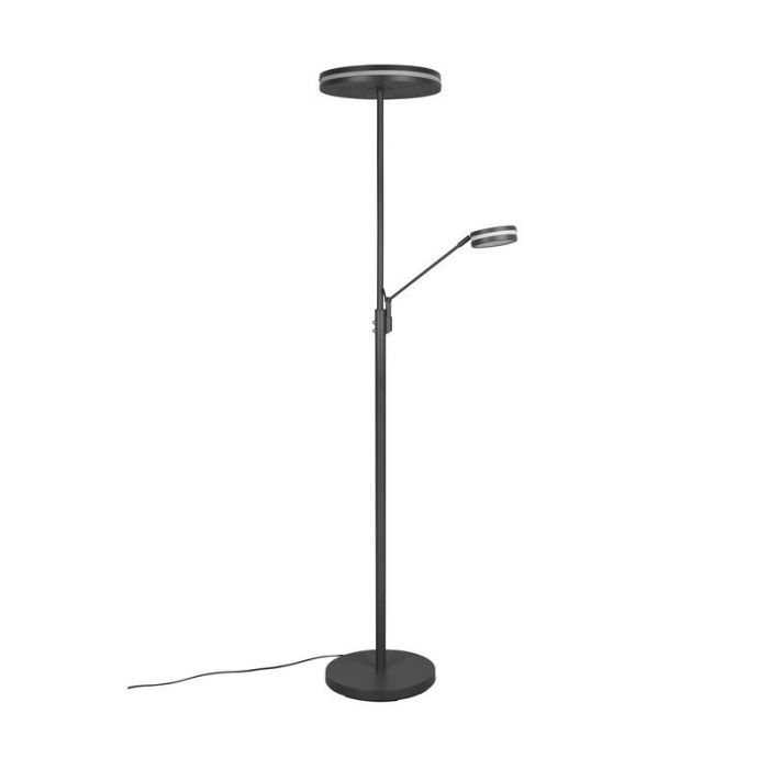 Anthracite reading floor lamp modern, Marjon, 35W, warm to cold white adjustable LED, with touch dimmer